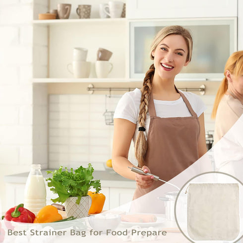 Nut Milk Bag Cloth Strainer for Food, 3 Pack 12" (2 of 12"X12" + 1 of 10") Organic Reusable Kitchen Premium Fine Mesh Cheesecloth, Sprouting, Juic...
