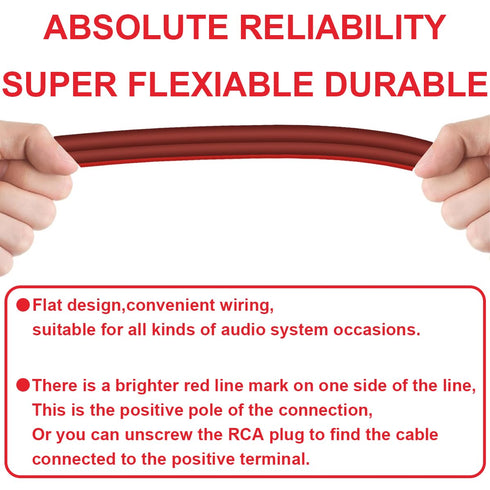 1Pcs 1/4 TS Plug to Bare Speaker Wire 16.4FT 16AWG Positive Red Wire Marking Pure Copper Shell Gold-Plated TS Plug 6.5mm Mono Male Connector with ...