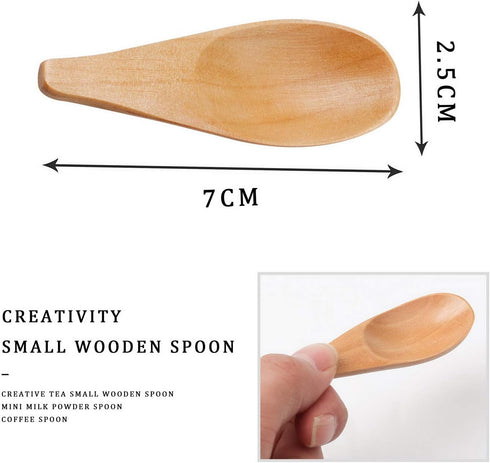 5 Pieces Mini Wooden Spoons, Small Salt Spoon with Short Handle Mini Wood Scoop for Spice Jars Tea Coffee Milk Powder, Natural Color...