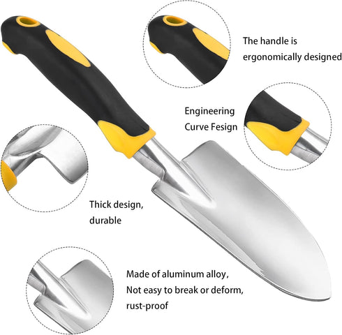 Garden Shovel Hand Trowel Mini Shovel Garden Tools Cast-Aluminum Heavy Duty Gardening Tool Soft Rubberized Non-Slip Handle Potting Tools for Plant...