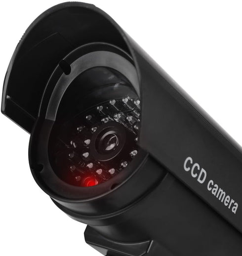 F FINDERS&CO Dummy Security Camera, Fake CCTV Surveillance System with Realistic Red Flashing Lights and Warning Sticker for Indoor Outdoor (1, Bl...