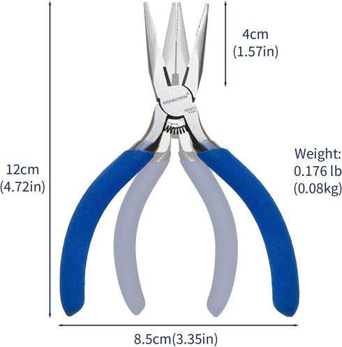 Mini Needle Nose Pliers 5"-5 Pack KAIHAOWIN Small Long Nose Pliers with Wire Cutters, Spring Loaded Thin Needle Nose Pliers, Precision Pliers Set ...
