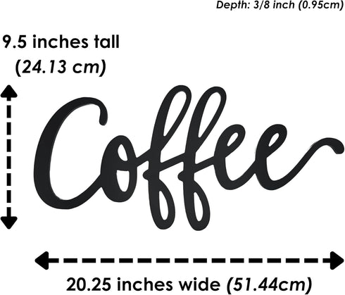 20" Slightly Distressed Black Wooden Coffee Word Sign Wall Art Decor...