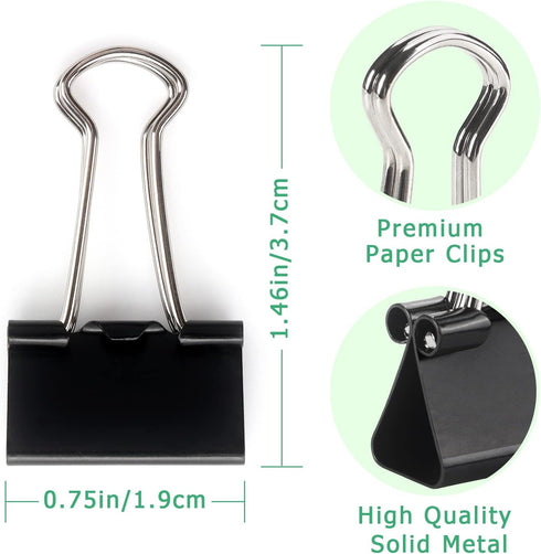 ZZTX Black Binder Clips Paper Clamps Clips Small Size, 0.75 Inches, 36 Pack...
