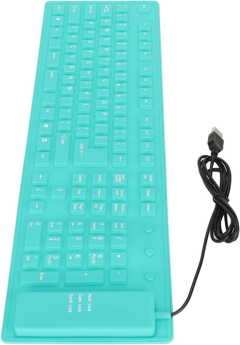GOWENIC 108 Keys Foldable Silicone Keyboard, Waterproof USB Wired Keyboard Plug and Play Mute Roll Up Keyboard for Computer Notebook PC (Green)...