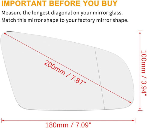 X AUTOHAUX Passenger Right Side Rearview Mirror Glass Heated with Backing Plate for Audi S4 2004-2008...