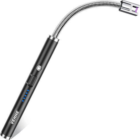 VEHHE Candle Lighter, Electric Rechargeable Arc Lighter with LED Battery Display Long Flexible Neck USB Lighter for Light Candles Gas Stoves Campi...