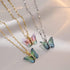 Butterfly Necklace for Women - Fairy Cubic Zirconia Butterfly Pendant Necklaces Titanium Steel (Gold Pink)...