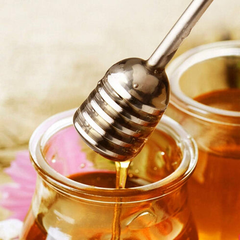 Stainless Steel Honey Dipper Stick 6.3 Inch Honey Wand Server for Honey Pot Dispense Drizzle Honey, Wedding Party Favors, Baby Shower (Yellow)...