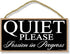 Honey Dew Gifts Black Quiet Please Session in Progress 10 inch by 5 inch Hanging Door Sign for Office, Salon, or Commerical Use, Business Sign, 75...