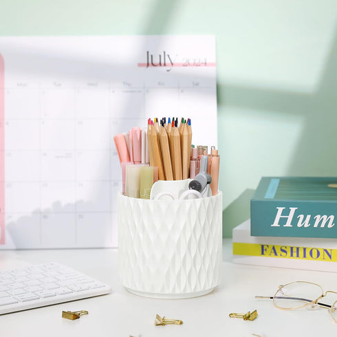 SKYDUE Small Pen Holder for Desk, Rotating Pen Holder for Desk Accessories, Pencil Holder for Office Supplies Desk Organizer, Art Supply Pencil Cu...