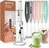 Milk Frother With Stand Battery Operated Foam Maker Frother Wand For Coffee, Latte, Cappuccino, Hot Chocolate, Mini Drink Mixer Stainless Steel Wh...