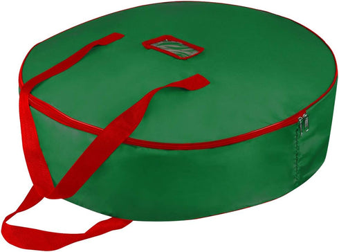 30" Christmas Wreath Storage Container Bag - Christmas Large Garland Ornament Wreath Container - Reinforced Wide Heavy Duty Handle and Double Slee...