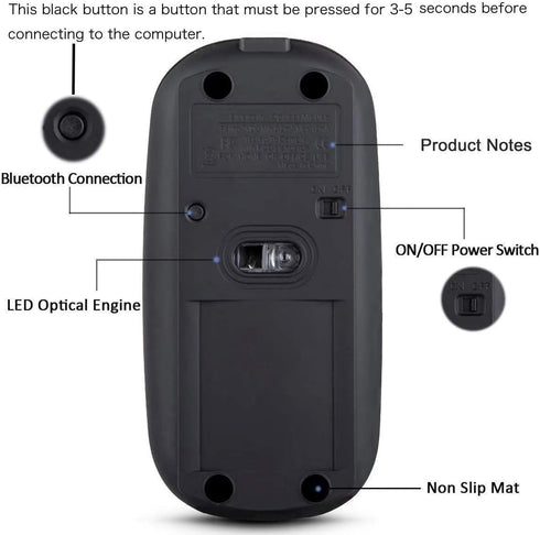 Bluetooth Rechargeable Mouse for MacBook Pro, MacBook Air, Notebook, PC, Laptop - Black......