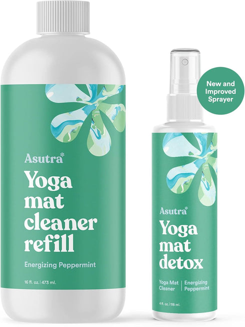 ASUTRA Yoga Mat Cleaner Spray (Energizing Peppermint), 4 fl oz - No Slippery Residue, Organic Essential Oils, Deep-Cleansing for Fitness Gear & Gy...