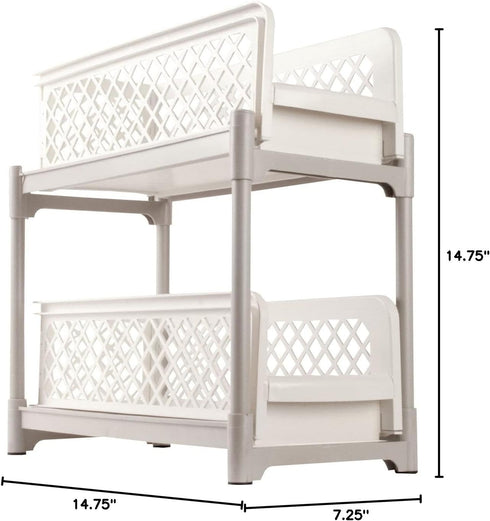 Ideaworks Two-tier Under Sink Sliding Shelf, White, standard, (TV7465)...