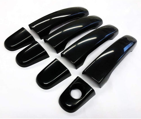 Ultra Finish Glossy-Black Series 8pcs Door Handle Covers Compatible with Chevrolet Equinox+HHR+Malibu+Traverse; GMC Acadia+Terrain; Saturn Aura+Ou...