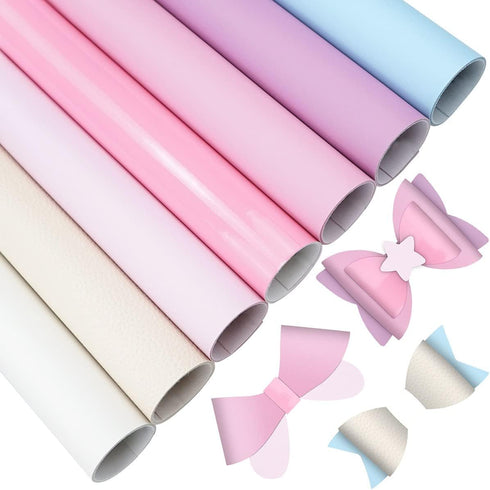 Litchi 7 Pack 8x12 Inch Faux Leather Sheets for Bow Earring, Easy to Cut Vinyl Fabric for Cricut, Durable Fade Resistant Leatherette Without Smell...