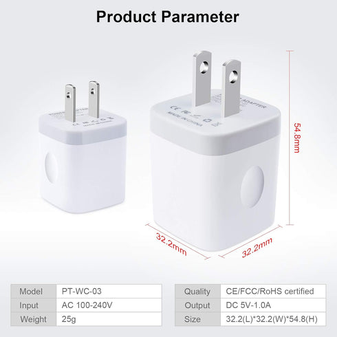 Charging Blocks for iPhone, Charger Box Sicodo 3Pack Plug in Phone Charger One Port USB Power Adapter Cell Phone Brick Charging Cube for iPhone 15...