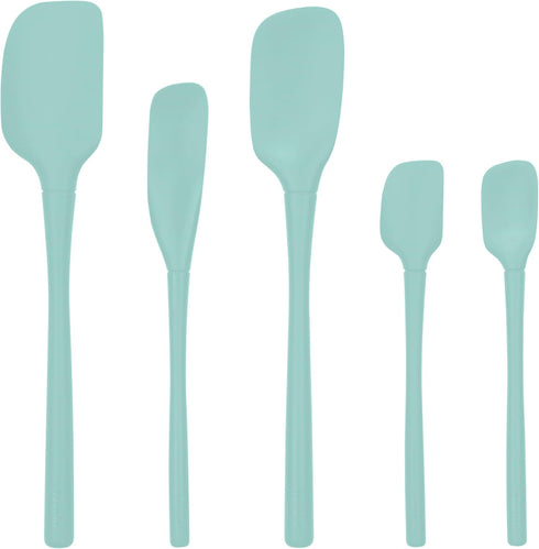 Tovolo 5-Piece Spatula Silicone Utensil Set (Light Aqua): Spatula, Spoonula, Jar Scraper, Mini Spatula, and Mini Spoonula...
