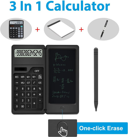 Calculator with Notepad, TRELC 12 Digits LCD Display Solar Desktop Calculator, Support Solar and Battery, Multi-Function Portable Calculator for O...