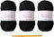 Soft Chenille for Knitted Blankets,amigurumi Crochet, Fancy Crochet DIY Crafts, Baby Blankets,Knitted Crafts and Toy Dolls.?19-Black,with 1 Croche...