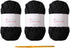 Soft Chenille for Knitted Blankets,amigurumi Crochet, Fancy Crochet DIY Crafts, Baby Blankets,Knitted Crafts and Toy Dolls.?19-Black,with 1 Croche...