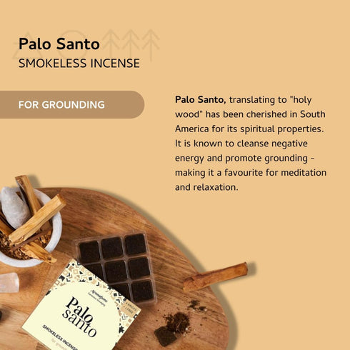 Aromafume Palo Santo Incense Bricks (2 Trays x 9 Pieces Each) with Snowflake Exotic Incense Diffuser | Ideal for deepened Spirituality, Meditation...