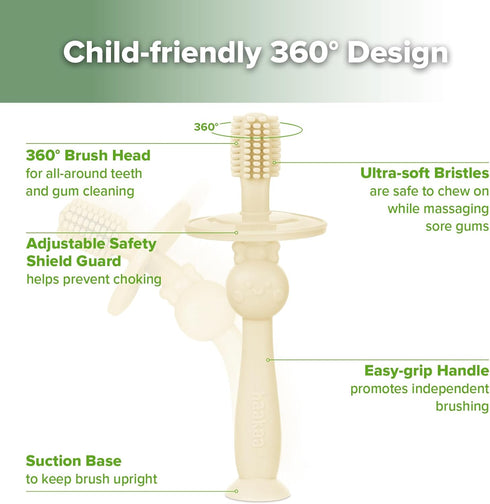 haakaa Infant Toothbrush, Easy to Hold 360° Baby Toothbrush, Train 6month+ Infants Babies and Toddlers for Oral Hygiene, Teether Effect for Sore G...