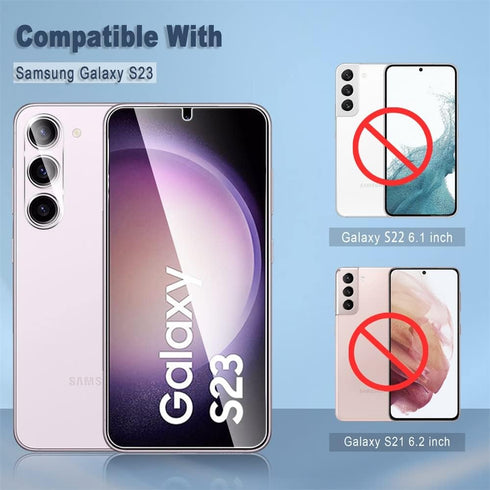 [3+3 Pack Compatible for Samsung Galaxy S23 Screen Protector 6.1 inch + Samsung S23 Camera Lens Protector Tempered Glass Case Friendly...