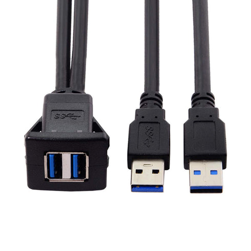 cablecc 1m Waterproof USB 3.0 Extension Latch Mount Car AUX Cable for Dashboard Panel (Dual USB 3.0)...