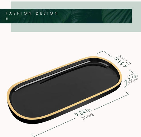 Jewelry Organizer Oval Resin Tray, Bathroom Kitchen Dresser Vanity Tray Jewelry Dish Ring Holder Cosmetic Organizer for Candle Perfume Soap Shampo...