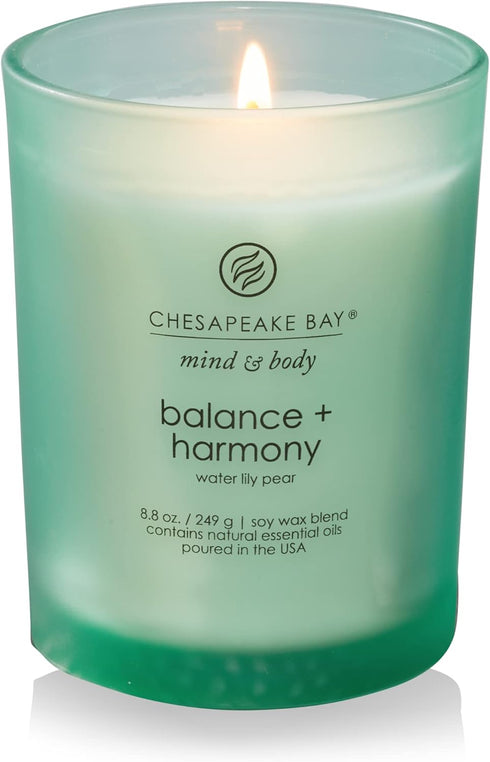 Chesapeake Bay Balance + Harmony Scented Candle Water Lily Pear Fragrance 50 Hours Burn Time Warm & Decorative Soy Wax Blend...