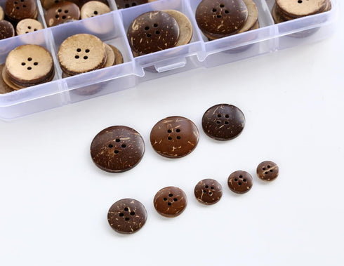 266 PCS Coconut Shell Buttons 8 Sizes Assorted (10mm-25mm) 4 Holes Coconut Button for Garment Sewing or DIY Crafts...
