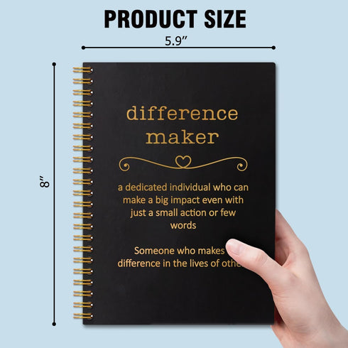 Difference Maker Black Golden Hardcover 160 Pages Blank Spiral Notebooks, Employee Appreciation Gift, Thank You Gift for Coworker Boss, Unique Off...