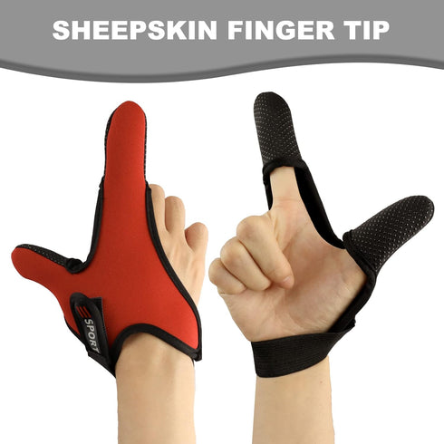 Double-Finger Gloves, 3 Pack Anti-Slip Fishing Glove, Professional Finger Gloves Protector Unisex Elastic Band Glove for Outdoor Fishing, Fit Righ...