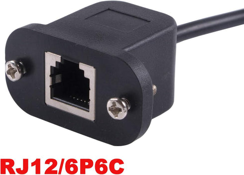 RJ12 6P6C Cable to 6 Pin 0.1" Pitch Debug Terminal Block Adapter 6 Ways Telephony Female Connector Socket Bulkhead Panel Mount Extension Cable...