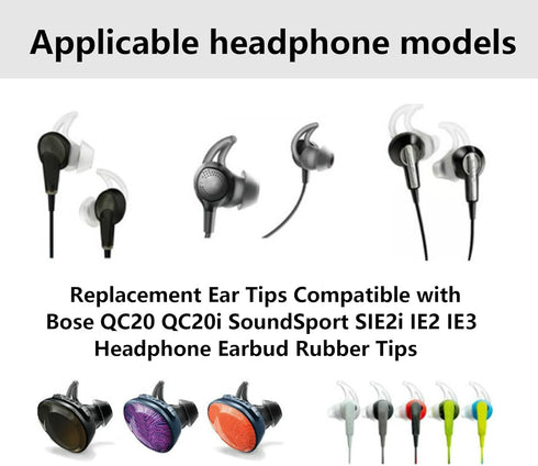 Small Earbud Tips Earbud Replacement Tips Silicone Ear Tips Compatible with Bose QC20 QC20i SoundSport SIE2i IE2 IE3 Headphone Rubber Tips Earbud ...