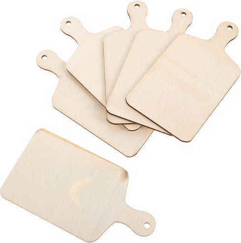 Operitacx 6Pcs Mini Wooden Cutting Board Craft with Handle Wooden Chopping Board Small Serving Board Rustic Paddle Kitchen Board Cooking Butcher B...