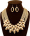 African Bib Choker Necklaces Earring Sets Chunky Tribal Style Statement Necklace African Layered Collar Necklace for Women - Gold...