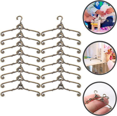 Gadpiparty Small Doll Cloth Hangers 24pcs Mini Clothes Hanger Little Hangers Metal Doll Dress Outfit Holders Wire Rack for Doll Clothes Gown Dress...