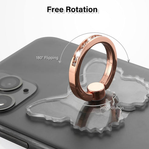 Cell Phone Ring Holder Stand, Transparent Phone Ring Holder Finger Kickstand 360° Rotation Phone Ring Finger Grip Compatible with All Smartphones(...