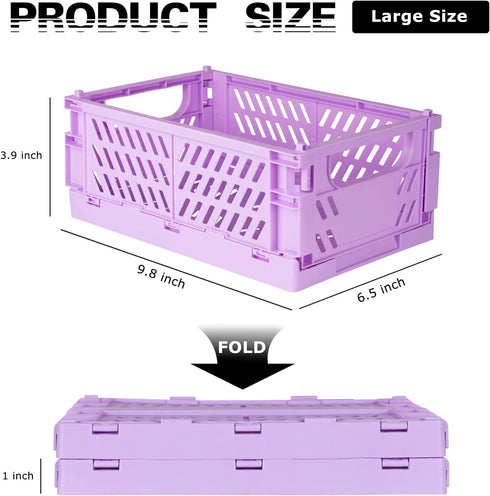 2-Pack Mini Foldable Plastic Baskets for Organizing and Storage, Collapsible Storage Crate for Home Kitchen Bedroom Bathroom Office (9.8x6.5x3.8, ...