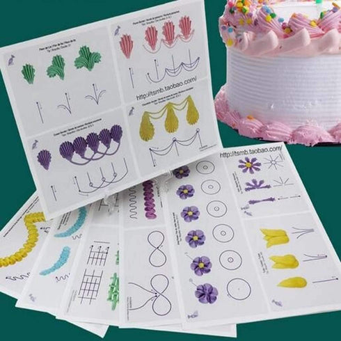Icing Piping Nozzles Practice Drawings, Cake Pastry Beginner Practice Paper Fondant Decorating Including 23 Popular Patterns Gifts for Women...