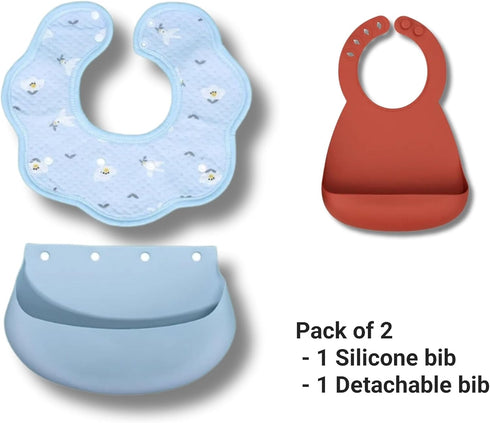 Silicone Bib and Detachable Bib Pack of 2...