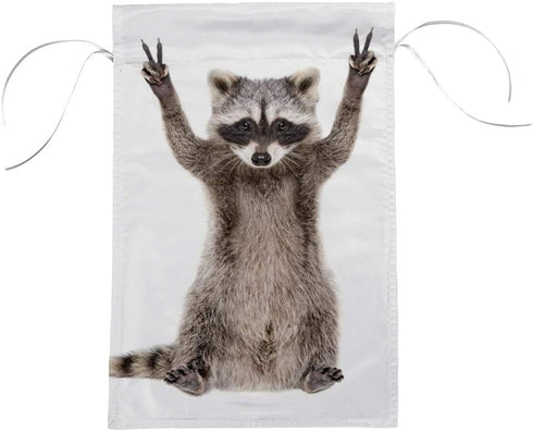 Double Sided Indoor Outdoor Garden Flag Raccoon Showing a Sign Peace Fade Resistant Seasonal Holiday Decorative Yard Flag 12x18"...