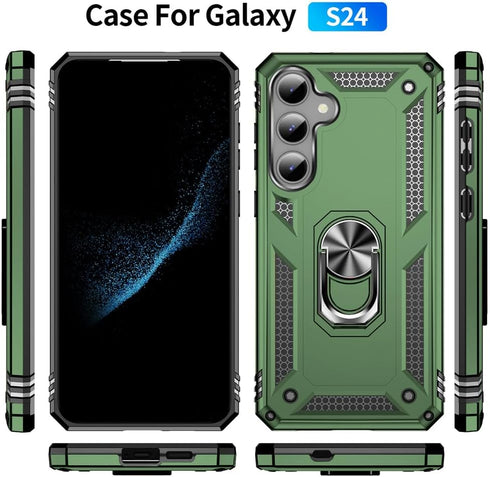 for Samsung Galaxy S24 Case: Galaxy S24 Case with HD Screen Protector - Military Grade Protective Cases with Ring for Samsung S24(Army Green)...