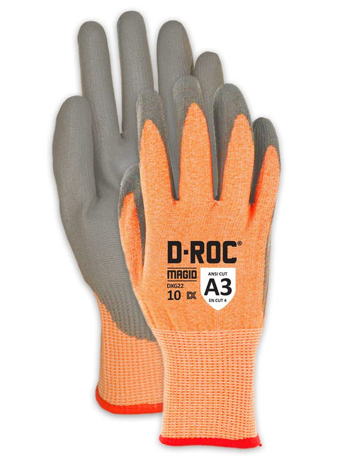 MAGID D-ROC 18-Gauge ANSI Level A3 Cut-Resistant Gloves, 1 Pair, Size 9/L, Hi-Vis Orange, DXG22...