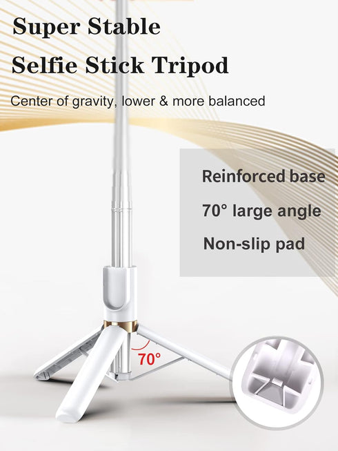 Selfie Stick Tripod with Wireless Remote, 46'' Cellphone Selfie Stick Tripod with LED Fill Light, for iPhone 16/15/14/14 pro/13/13 Pro/12/11/11 Pr...