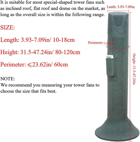 Tower Fan Dust Cover Water-repellent Stretch Spandex Dustproof Guard Standing Floor Tower Fan Pedestal Dust Covers for Household Office Fans, with...